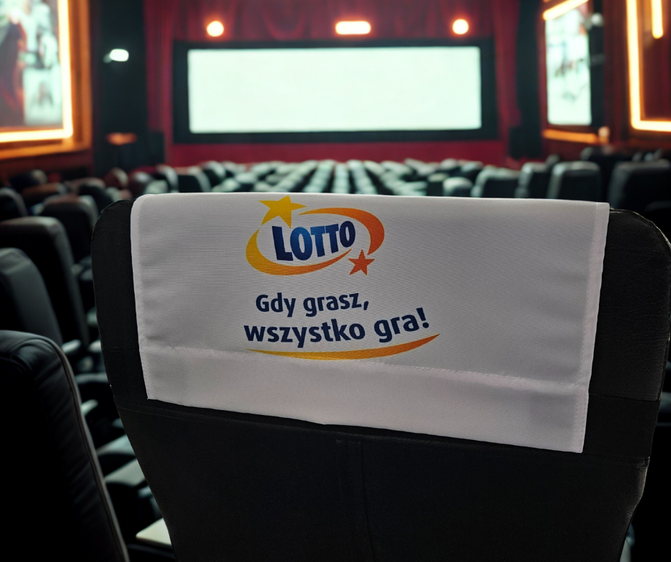 Pokrowiec na fotel, sublimacja, pokrowiec do kina, samolotu, na konferencję, reklama marki, pokrowiec reklamowy,Leżakowo.pl
